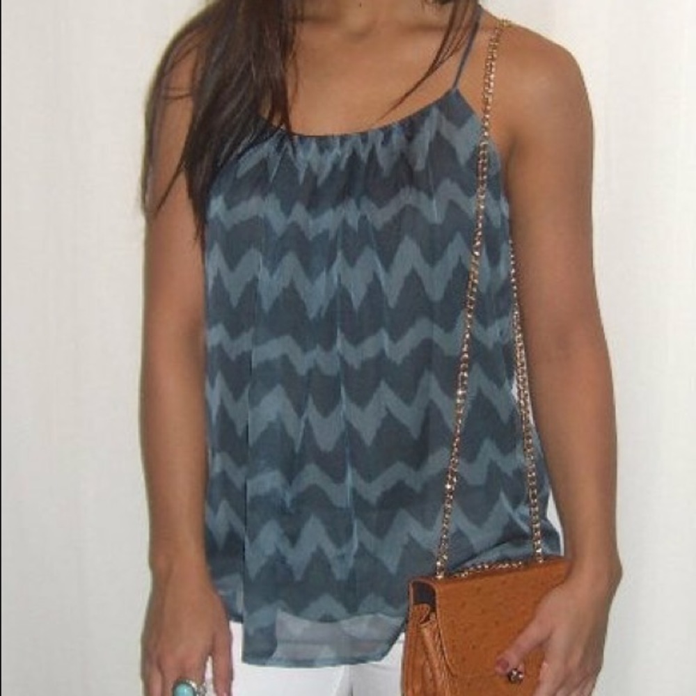Blue Chevron Print Tank